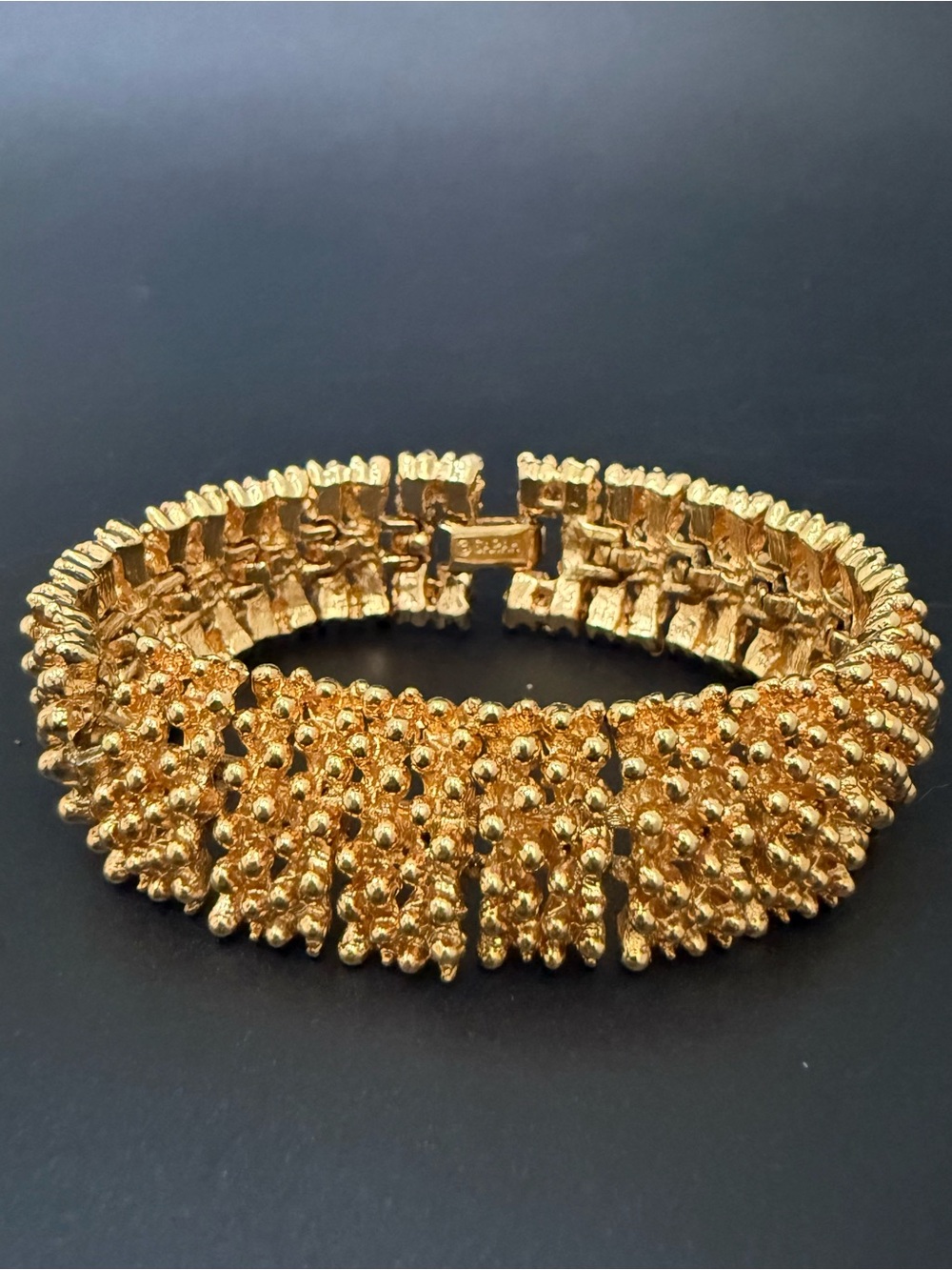 SARAH COVENTRY “Golden Sunset”  Gold plated Articulated Panel Links Bracelet